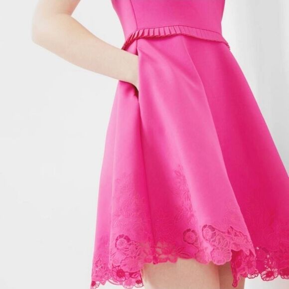 Ted Baker Zaffron Embroidered Pink Dress Size 1 (US 4) - Picture 2 of 12